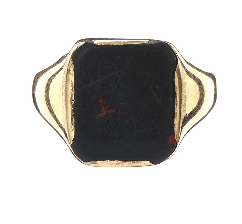 9CT GOLD SIGNET RING SET WITH BLOODSTONE