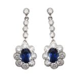 18CT WHITE GOLD SAPPHIRE AND DIAMOND EARRINGS