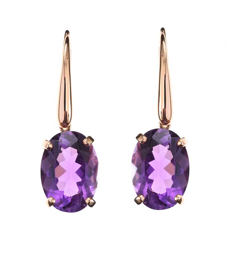 18CT ROSE GOLD EARRINGS SET WITH AMETHYST