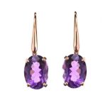 18CT ROSE GOLD EARRINGS SET WITH AMETHYST