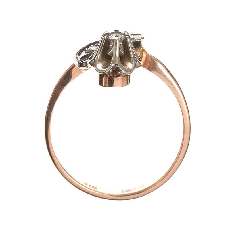 14CT ROSE GOLD DIAMOND FLORAL RING - Image 3 of 3