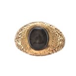 14CT GOLD CABOCHON STONE RING