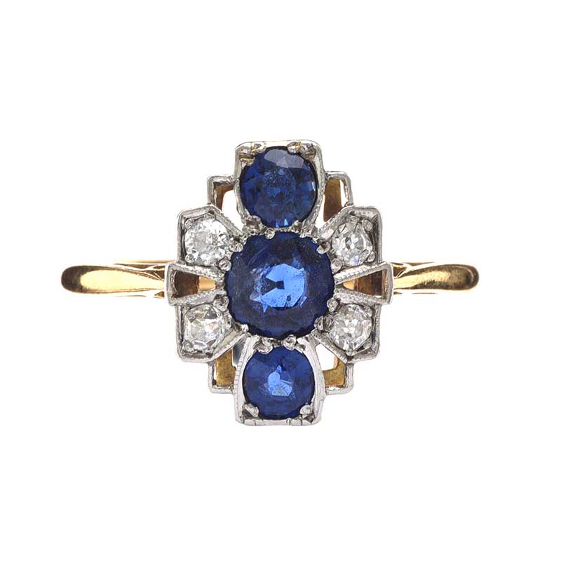 18CT GOLD SAPPHIRE AND DIAMOND RING