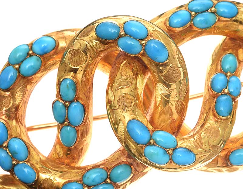 ANTIQUE MID-CARAT GOLD TURQUOISE BROOCH - Image 2 of 5