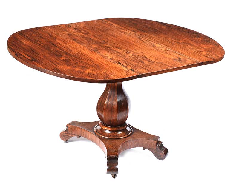 19TH CENTURY ROSEWOOD DROP LEAF DINING ROOM TABLE