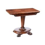 WILLIAM IV ROSEWOOD TURN OVER LEAF CARD TABLE