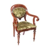 VICTORIAN MAHOGANY BALLOON BACK ARMCHAIR