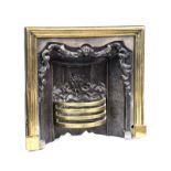 VICTORIAN MINIATURE CAST IRON & BRASS FIRE INSET