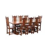 OAK REFECTORY TABLE & EIGHT CHAIRS