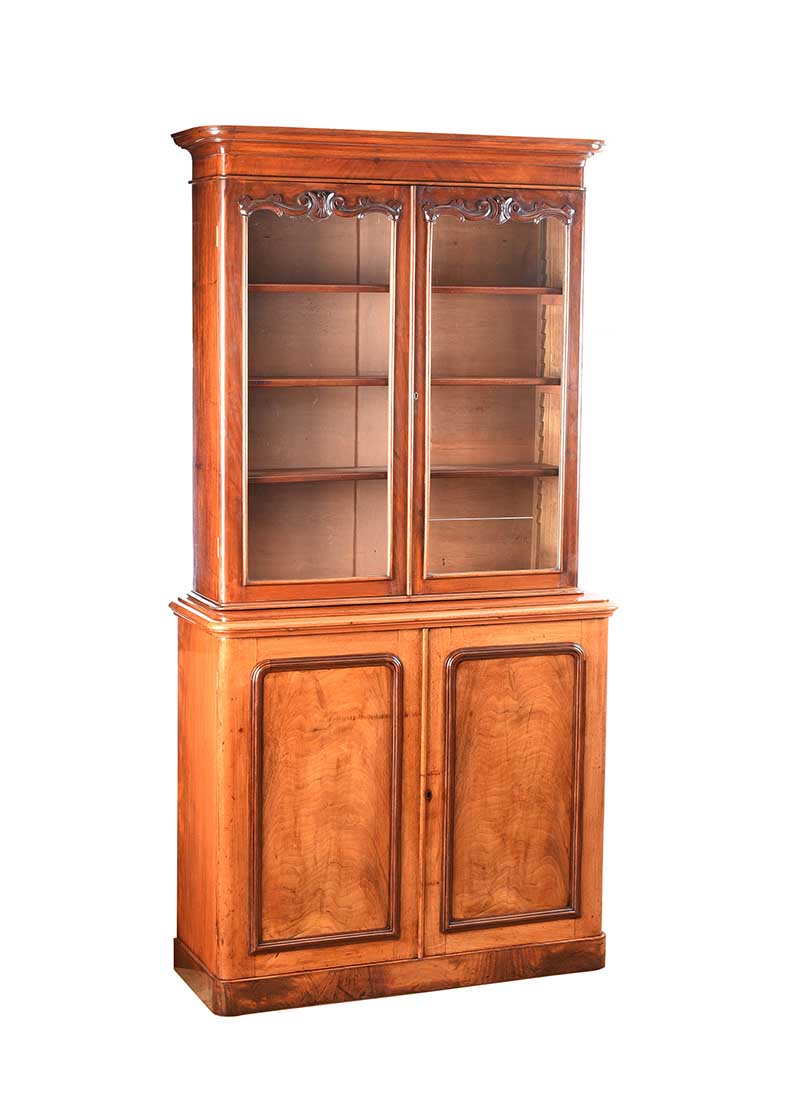 VICTORIAN MAHOGANY TWO DOOR BOOKCASE