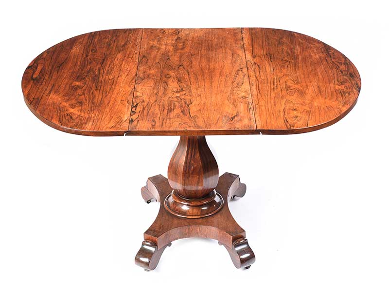19TH CENTURY ROSEWOOD DROP LEAF DINING ROOM TABLE - Image 4 of 5