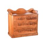 VICTORIAN MAHOGANY GALLERY BACK CHEST OF DRAWERS