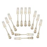 SET OF TWELVE SILVER DINNER FORKS