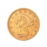 UNITED STATES TWO & A HALF DOLLAR GOLD COIN DATED 1878