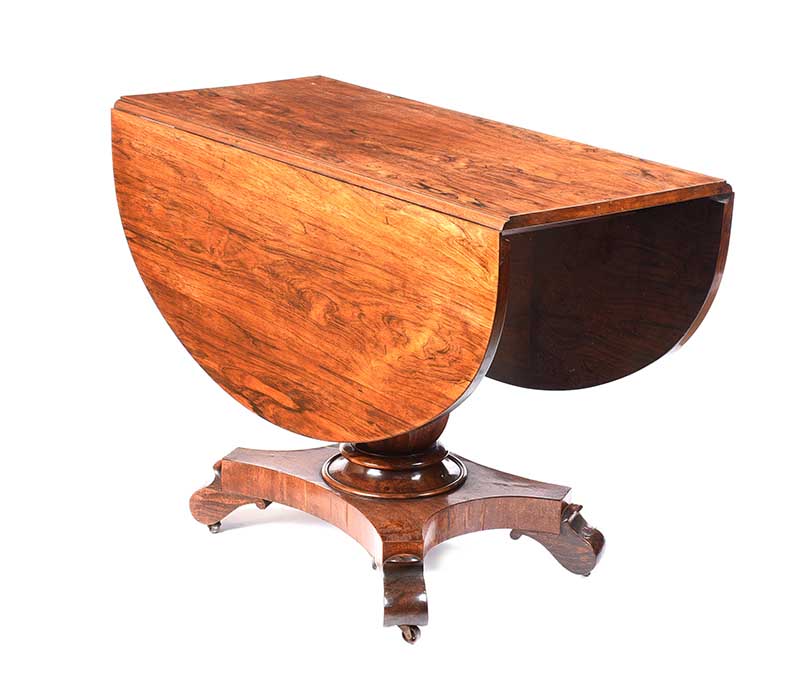 19TH CENTURY ROSEWOOD DROP LEAF DINING ROOM TABLE - Image 3 of 5