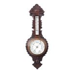 VICTORIAN CARVED OAK BAROMETER