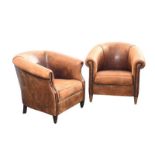 PAIR OF UPHOLSTERED TUB CHAIRS