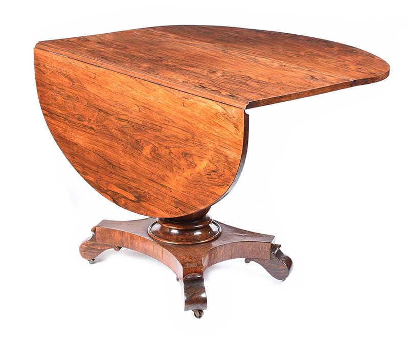 19TH CENTURY ROSEWOOD DROP LEAF DINING ROOM TABLE - Image 2 of 5