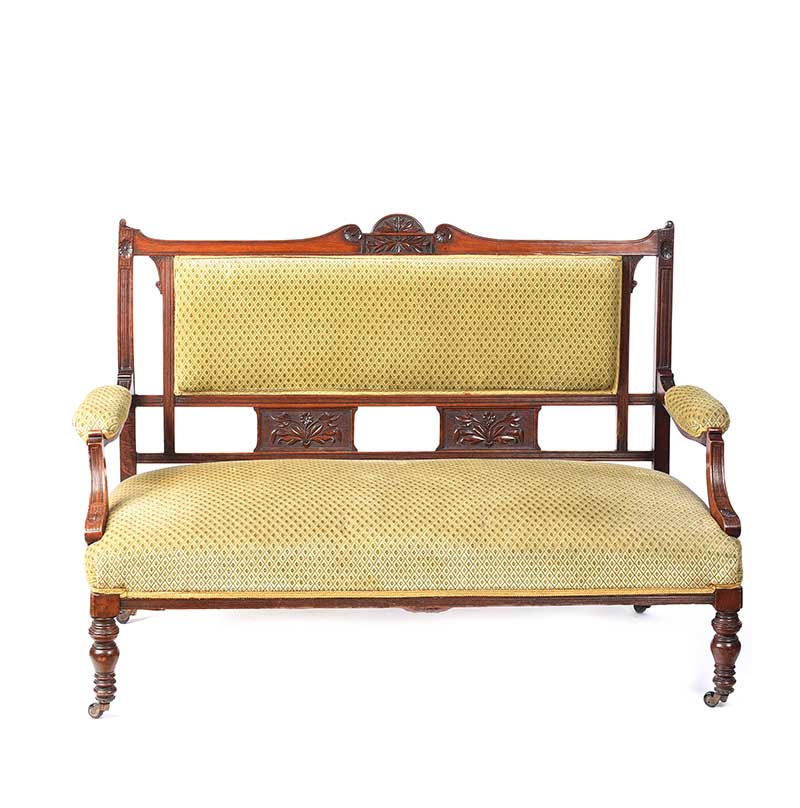 EDWARDIAN MAHOGANY PARLOUR SETTEE - Image 4 of 5