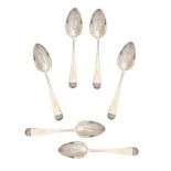 SIX SILVER DESSERT SPOONS