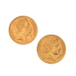 FRENCH 20 FRANCS GOLD COIN & A SIMILAR COIN
