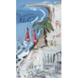 Hugh McIlfatrick - ON THE BAY OF NICE - Acrylic on Board - 20 x 12 inches - Signed in Monogram