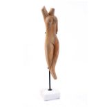 African School - FEMALE TORSO - Carved Wooden Sculpture - 231.5 x 4 inches - Unsigned