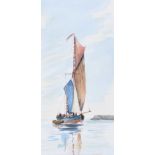 Robert Barge - THAMES BARGE - Watercolour Drawing - 16 x 8 inches - Signed