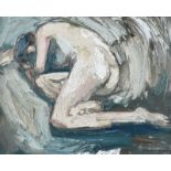Colin Davidson - KNEELING FEMALE NUDE - Oil on Canvas - 16 x 20 inches - Signed