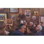 Jim McDonald - THE AUCTION ROOM - Pastel on Paper - 17 x 26 inches - Signed