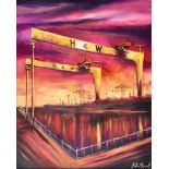 John Stewart - HARLAND & WOLFF THE DEEP WATERS - Oil on Canvas - 20 x 16 inches - Signed