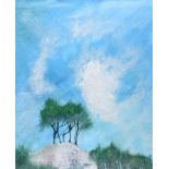 Jeff Adams - TREE ON A ROCK - Oil on Paper - 30 x 25 inches - Signed in Monogram