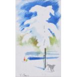 Tom Carr, HRHA HRUA RWS - DOG BY A TREE - Watercolour Drawing - 6 x 3.5 inches - Signed