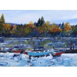 Sean Lorinyenko - LOUGH ESKE BOATS, DONEGAL TOWN - Watercolour Drawing - 10.4 x 14 inches - Signed