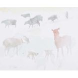 Tom Carr, HRHA RUA RWS - COWS & GOATS - Watercolour Drawing - 7 x 9 inches - Signed