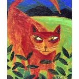 Graham Knuttel - GINGER CAT - Oil on Canvas - 12 x 10 inches - Signed