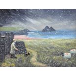 James Downie - LOOKING FOR SHELTER - Oil on Board - 10.5 x 13.5 inches - Signed