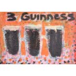 David Johnston - THREE GUINNESS - Oil on Board - 10 x 14 inches - Signed