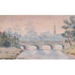 William Gibbs Mackenzie ARHA - THE STONE BRIDGE - Watercolour Drawing - 4 x 7 inches - Signed