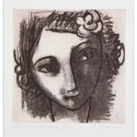 Esther Brimage - SMALL DARK HEAD - Limited Edition Black & White Etching (14/50) - 7.5 x 7.5