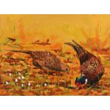 Ronald Keefer - TWO PHEASANTS - Oil on Board - 12 x 15 inches - Signed