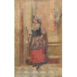 French School - THE MAID - Oil on Canvas - 16 x 10 inches - Signed