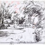 Charles McAuley - PATH IN THE GLENS - Pen & Ink Drawing - 4.5 x 4.5 inches - Unsigned