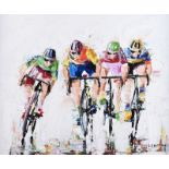 J.P. Neeson - SPRINT FINISH - Oil on Board - 20 x 24 inches - Signed