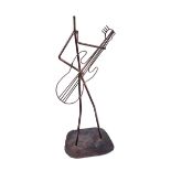 Irish School - THE GUITAR PLAYER - Shaped Copper Wire Sculpture - 16.5 x 6 inches - Unsigned