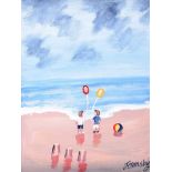 John Ormsby - HAVING FUN AT THE BEACH - Acrylic on Board - 12 x 9 inches - Signed