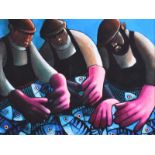 George Callaghan - THREE FISHERMEN - Coloured Print - 12 x 16 inches - Unsigned