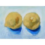 Catherine O'Leary - TWO LEMONS - Oil on Canvas - 9 x 11.5 inches - Signed Verso