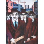 Graham Knuttel - MEN IN SUITS - Coloured Print - 8 x 6 inches - Signed Verso