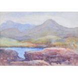 Joseph William Carey, RUA - THE MOURNE MOUNTAINS - Watercolour Drawing - 5 x 7 inches - Signed in